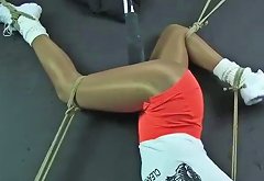 Hooters Girl Tied and Vibrated in Pantyhose