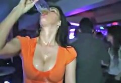 Drunk girl with hot cleavage