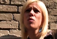 Blonde amateur banged in a cellar in public