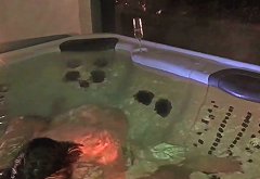 Underwater Blowjob and Fucking in Jacuzzi with Cumspray Outdoor